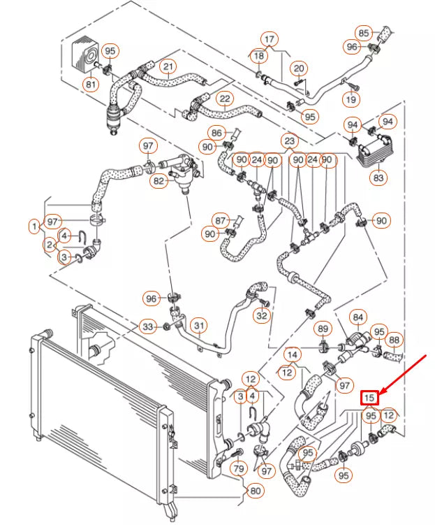 NEW VOLKSWAGEN PASSAT B7 RADIATOR COOLANT HOSE 5C0122101AB ORIGINAL
