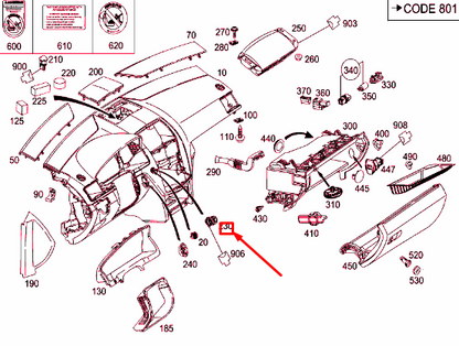 NEW MERCEDES-BENZ C W204 CABIN AIR TEMPERATURE SENSOR A2118300272 ORIGINAL