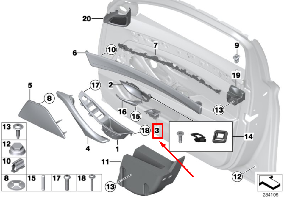 new bmw 5 f10 front right power window trim 51417225894 7225894 original