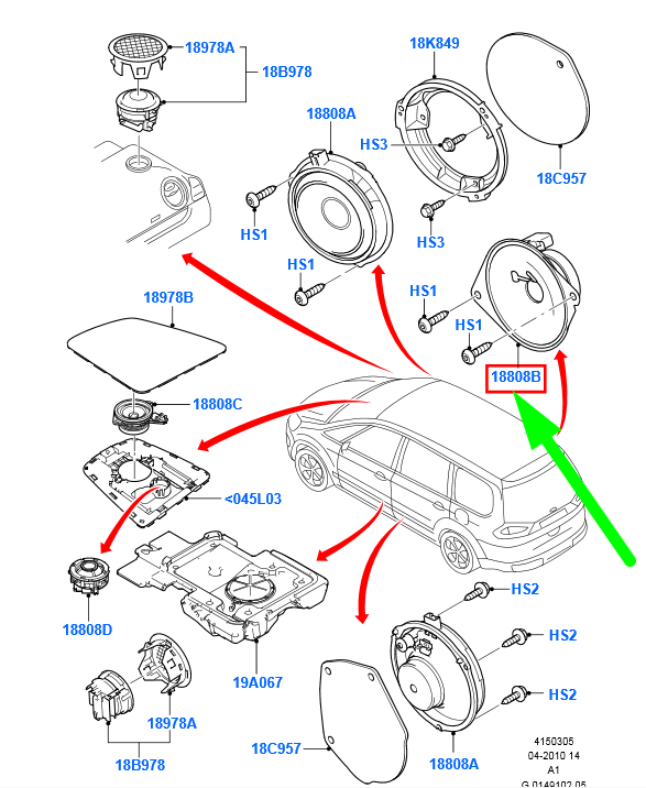 new ford galaxy wa6 quarter trim panel speaker 1378458 6m2t-18808-ca original