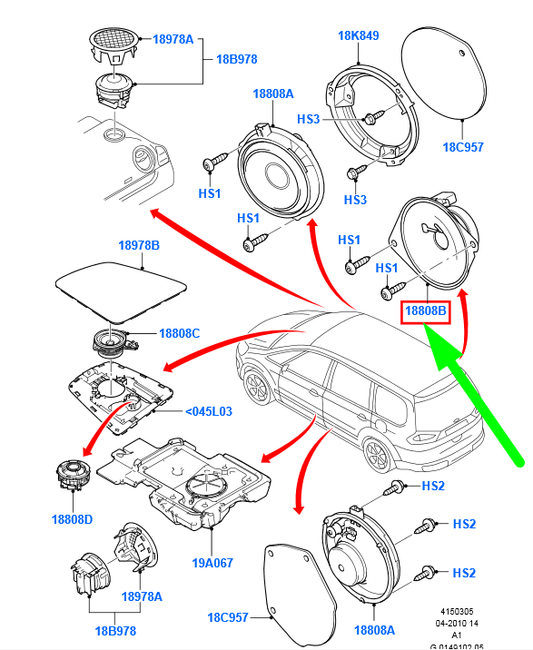 new ford galaxy wa6 quarter trim panel speaker 1378458 6m2t-18808-ca original