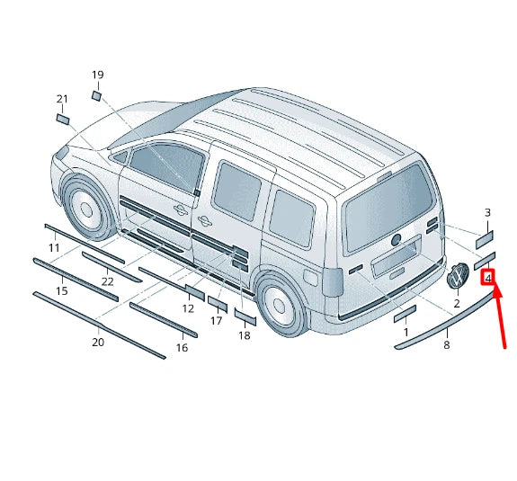 NEW VOLKSWAGEN CADDY 2K MK3 REAR WING DOOR BADGE 2K5853675BZW3