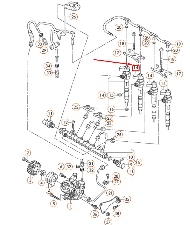 NEW VOLKSWAGEN PASSAT B8 INJECTOR UNIT 03L130277R ORIGINAL