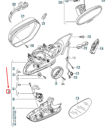 NEW AUDI A6 C7 FRONT RIGHT DOOR MIRROR MOUNTING LHD 4G1857410BB01C ORIGINAL