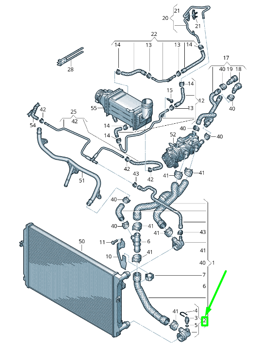 new volkswagen tiguan ad mk2 coolant hose 5q0122291ed original