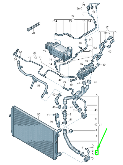new volkswagen tiguan ad mk2 coolant hose 5q0122291ed original