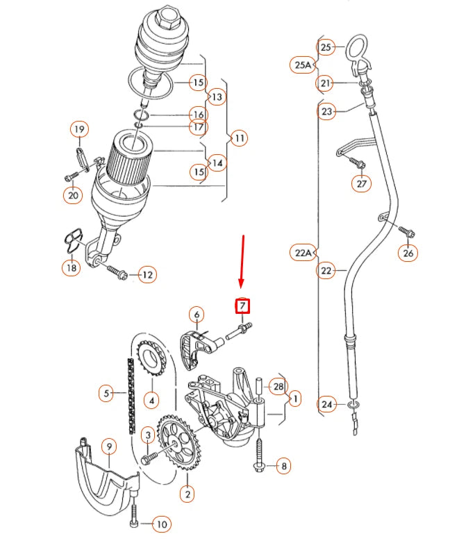 NEW VOLKSWAGEN POLO MK5 6R CHAIN TENSIONER PIN 03E109511A ORIGINAL