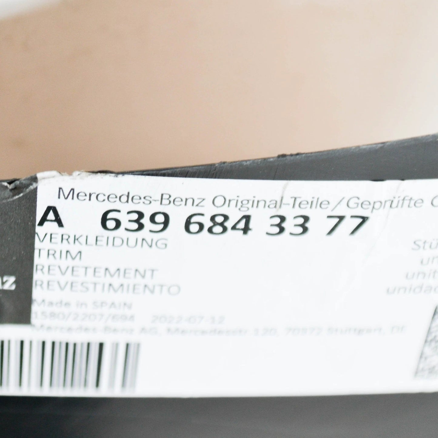 NEW MB VITO W639 FRONT RIGHT WHEEL HOUSING LINER COVER A6396843377 ORIGINAL