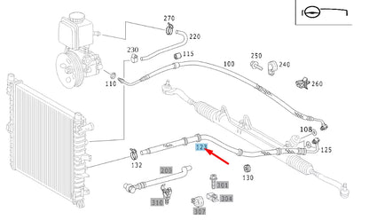 NEW MB ML W163 POWER STEERING LOW PRESSURE HOSE LHD A1634605124
