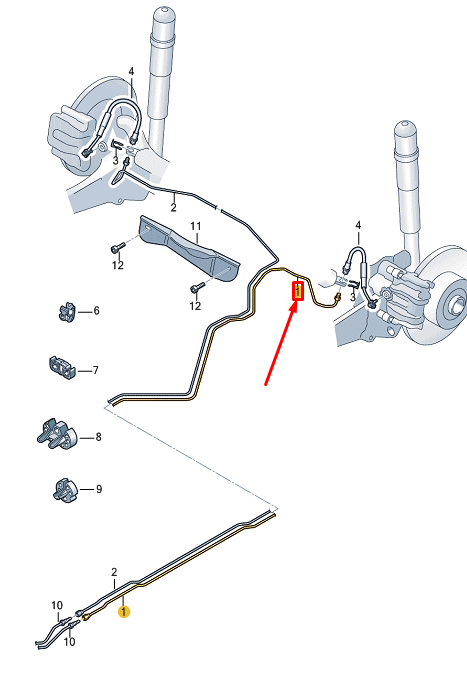 new vw golf cd mk8 rear left brake line 5wa614741g original