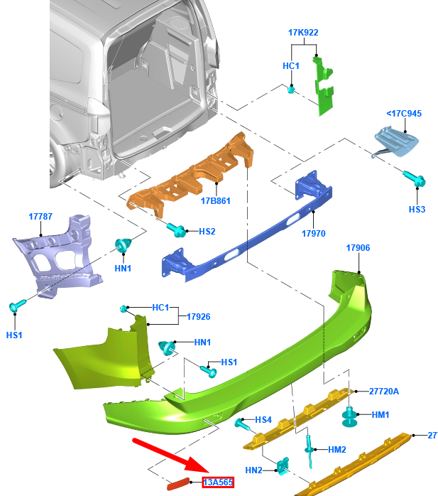 new ford tourneo courier rear left bumper reflector 1836081 original
