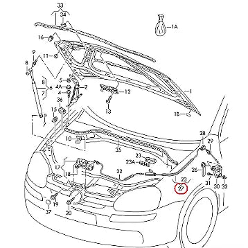 NEW VW JETTA 1K5 FRONT BONNET RELEASE HOOD LID LOCK CABLE LHD 1K1823531B