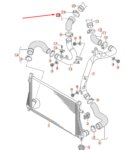 NEW VOLKSWAGEN PASSAT B8 CHARGE AIR COOLER PRESSURE HOSE 6C0145838A ORIGINAL