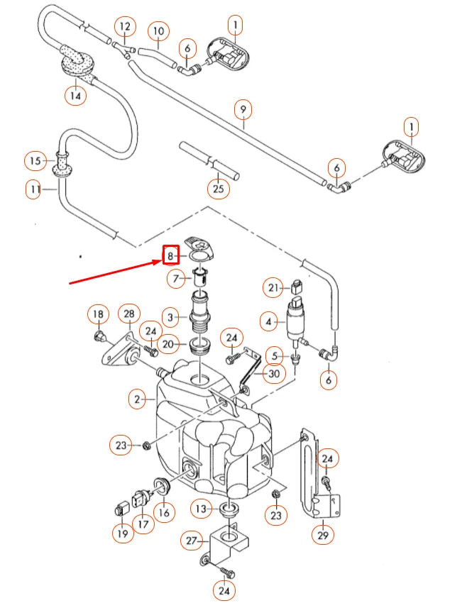 NEW AUDI R8 42 WASHER SYSTEM TANK CAP TOP COVER 1H0955455
