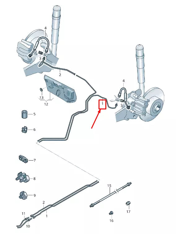 NEW VW TOURAN 5T BRAKE LINE CONNECTING PIECE TO BRAKE HOSE 5QA614741D