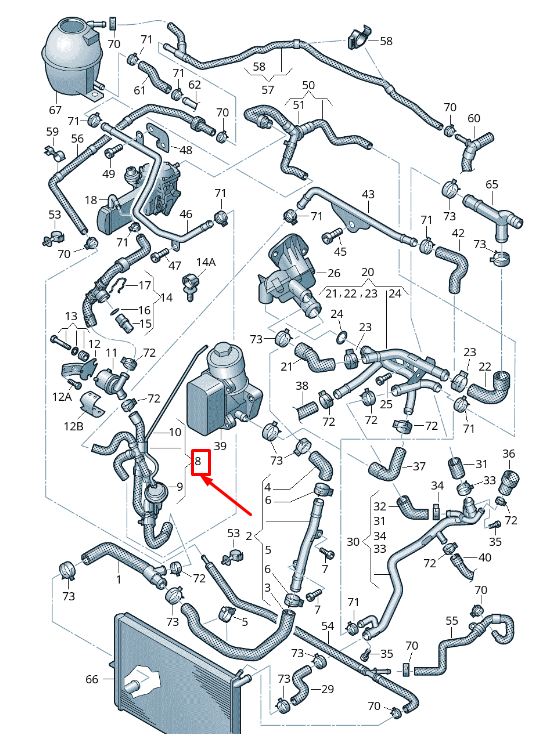new vw amarok 2h coolant hose with valve 2h0122096an original
