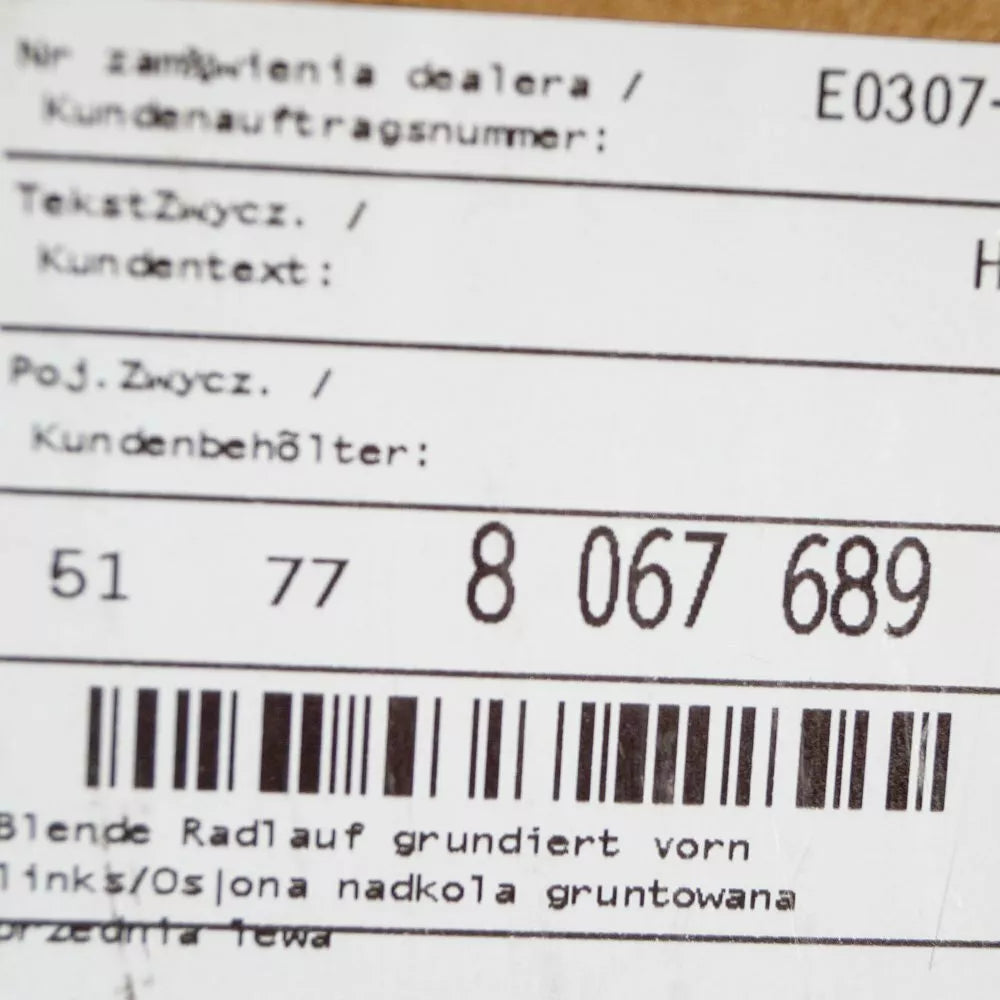 NEW BMW X1 F48 M FRONT LEFT WHEEL ARCH FENDER COVER 51778067689 ORIGINAL