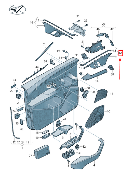 new audi a5 f5 front left door switch trim lhd 8w6959521f6ps original