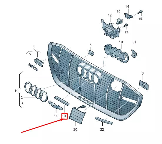 NEW AUDI E-TRON GEN RADIATOR GRILLE TRIM 4KE853241T94