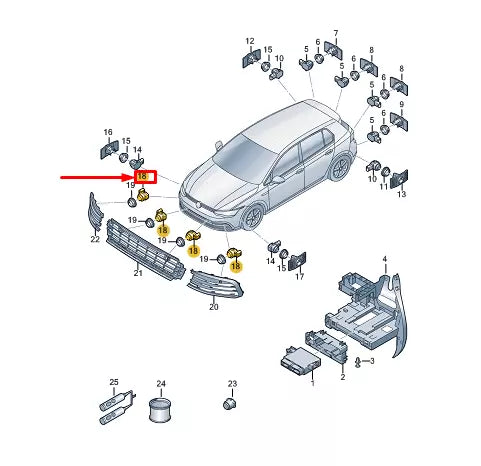 NEW VW GOLF CD MK8 FRONT BUMPER PARKING SENSOR 5WA919275A905 ORIGINAL