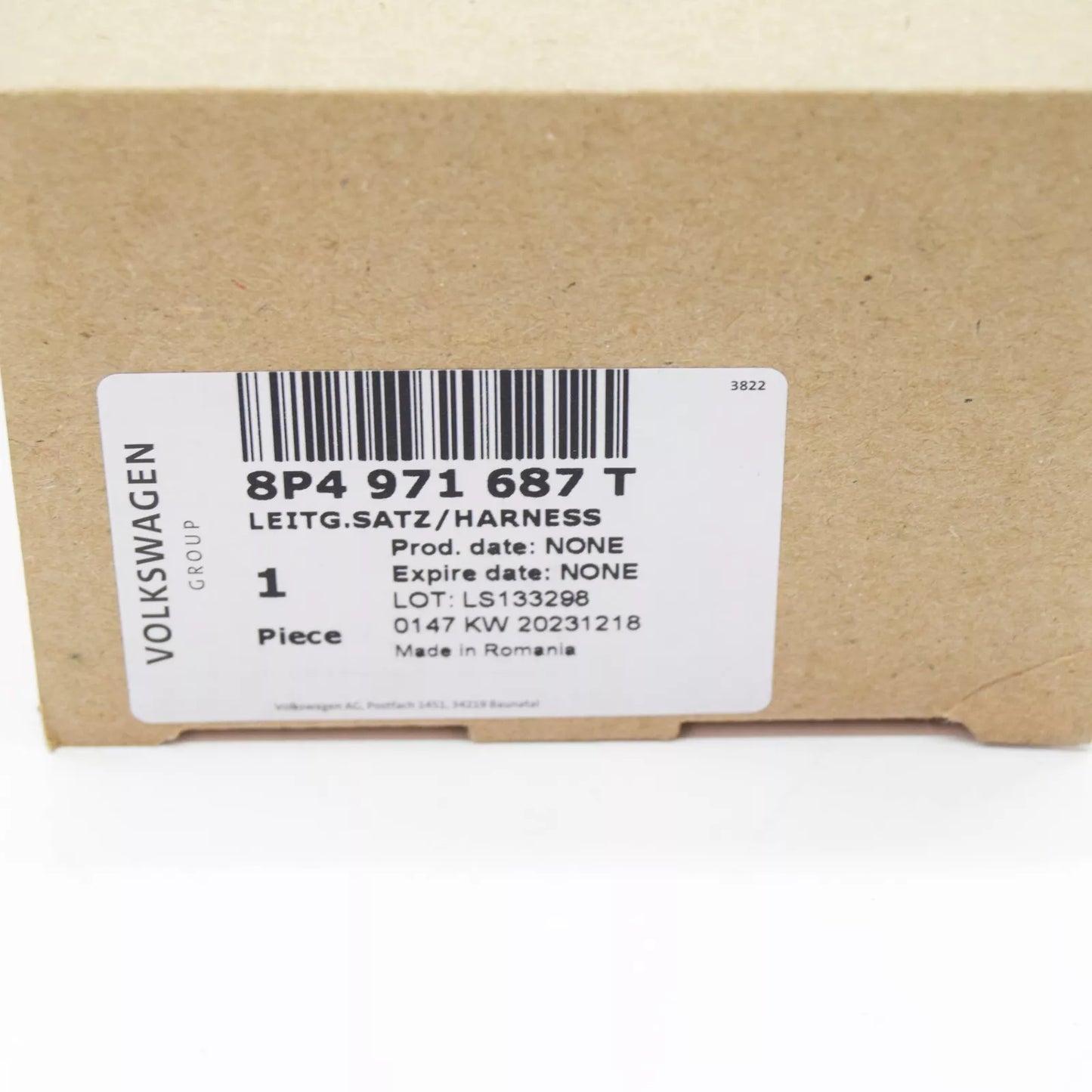 NEW AUDI A3 8P REAR DOOR WIRING SET 8P4971687T ORIGINAL