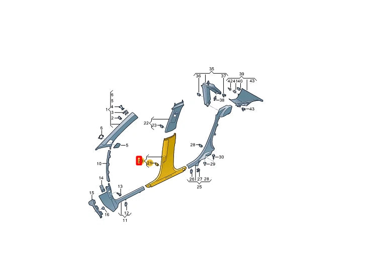 NEW AUDI A3 SPORTBACK 8YA LEFT SIDE B PILLAR LOWER TRIM 8Y0867239A4PK ORIGINAL