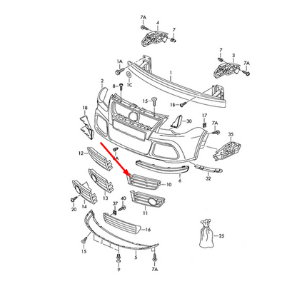 new volkswagen polo 9n left fog light grille 6q0853665d9b9 original