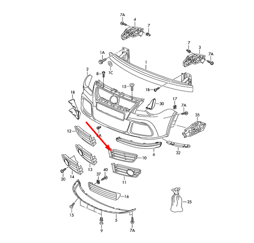 new volkswagen polo 9n left fog light grille 6q0853665d9b9 original