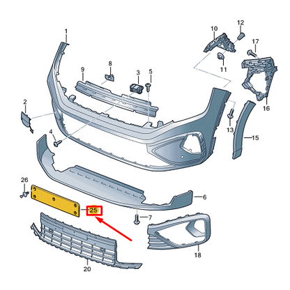 new vw taigo cs front bumper license plate holder 2g7807287a9b9 original