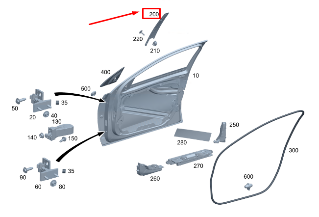 new mercedes-benz c s206 outer right b-pillar trim molding a2066906400 original