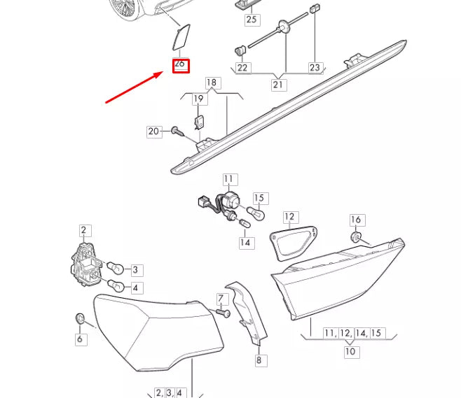 NEW AUDI A1 GB REAR LEFT BUMPER LIGHT REFLECTOR S-LINE 82A945105A ORIGINAL