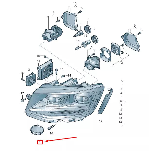 NEW VW TRANSPORTER VI T6 FRONT HEADLAMP LOWER COVER CAP 7E0941608