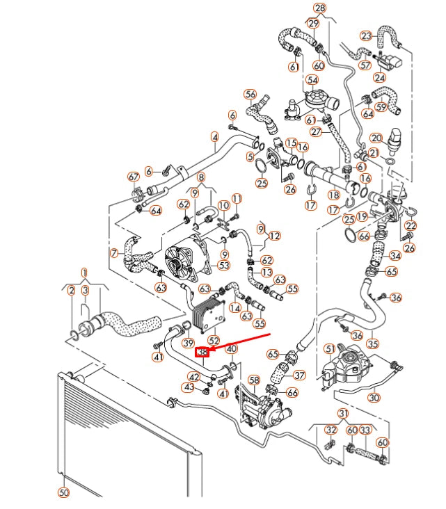 NEW AUDI A8 D4 FRONT CENTER COOLANT PIPE 079121481P ORIGINAL