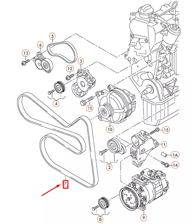 NEW AUDI A1 8X POLY V-RIBBED BELT 03C260849A ORIGINAL