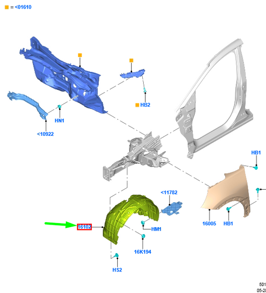 new ford puma front left wheel housing liner 2418962 l1tb-16115-ac original