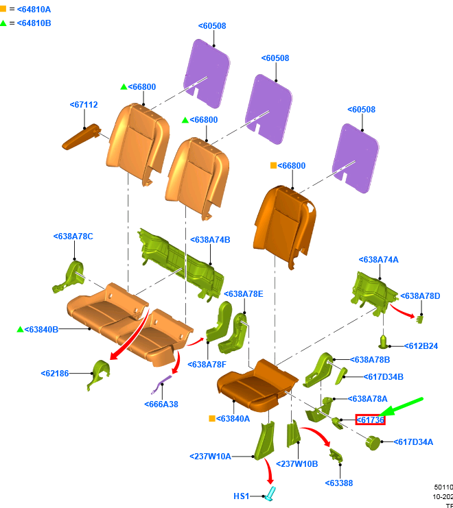 new ford tourneo custom rear seat back adjusting handle 1773821 original