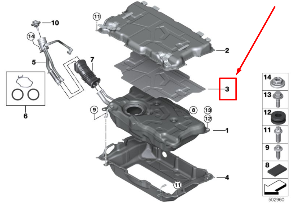 new bmw x3 g01 fuel tank vibration damping foam 9425960 16119425960 original