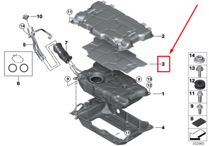 new bmw x3 g01 fuel tank vibration damping foam 9425960 16119425960 original