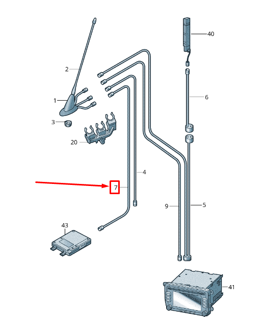 new skoda yeti 5l aerial cable 5l1035723a original