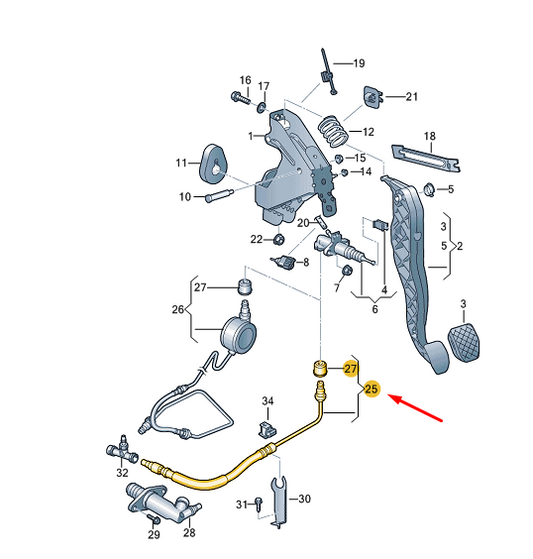 new vw transporter vi t6 clutch pressure pipe lhd 7e1721478f original