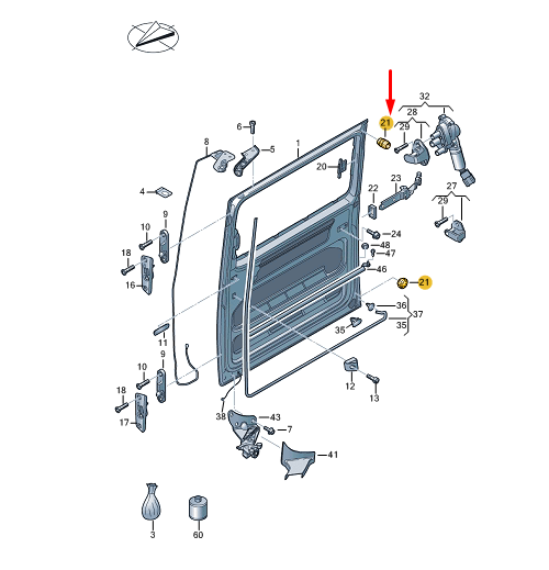new vw transporter vi t6 sliding door stop buffer 311823499a original