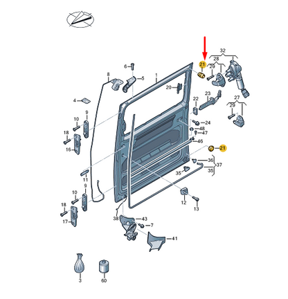 new vw transporter vi t6 sliding door stop buffer 311823499a original
