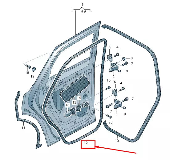 NEW VW TOUAREG CR REAR LEFT OUTER DOOR SEAL 7608397015AP ORIGINAL
