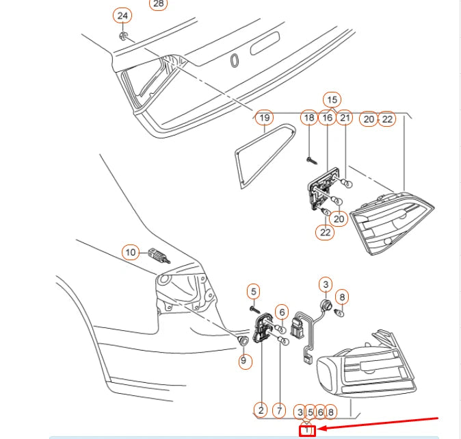 NEW AUDI A4 B8 REAR LEFT OUTER LED TAILLIGHT 8K5945095AD ORIGINAL