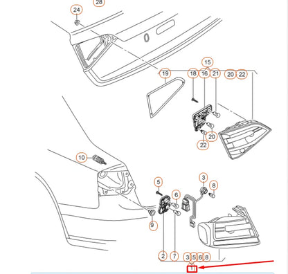 NEW AUDI A4 B8 REAR LEFT OUTER LED TAILLIGHT 8K5945095AD ORIGINAL