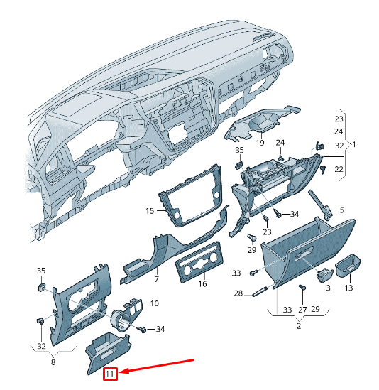 new vw tiguan ad1 left dashboard lower compartment lhd 5nn85791982v original