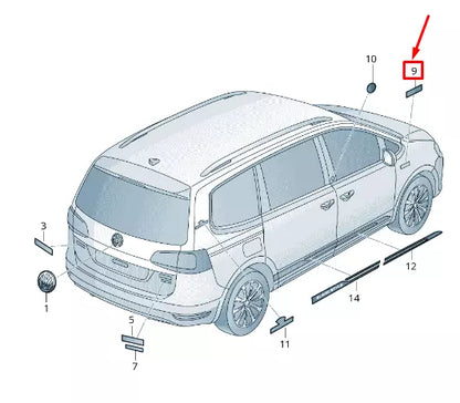 NEW VW SHARAN 7N FENDER BADGE 7N0853688BYMS