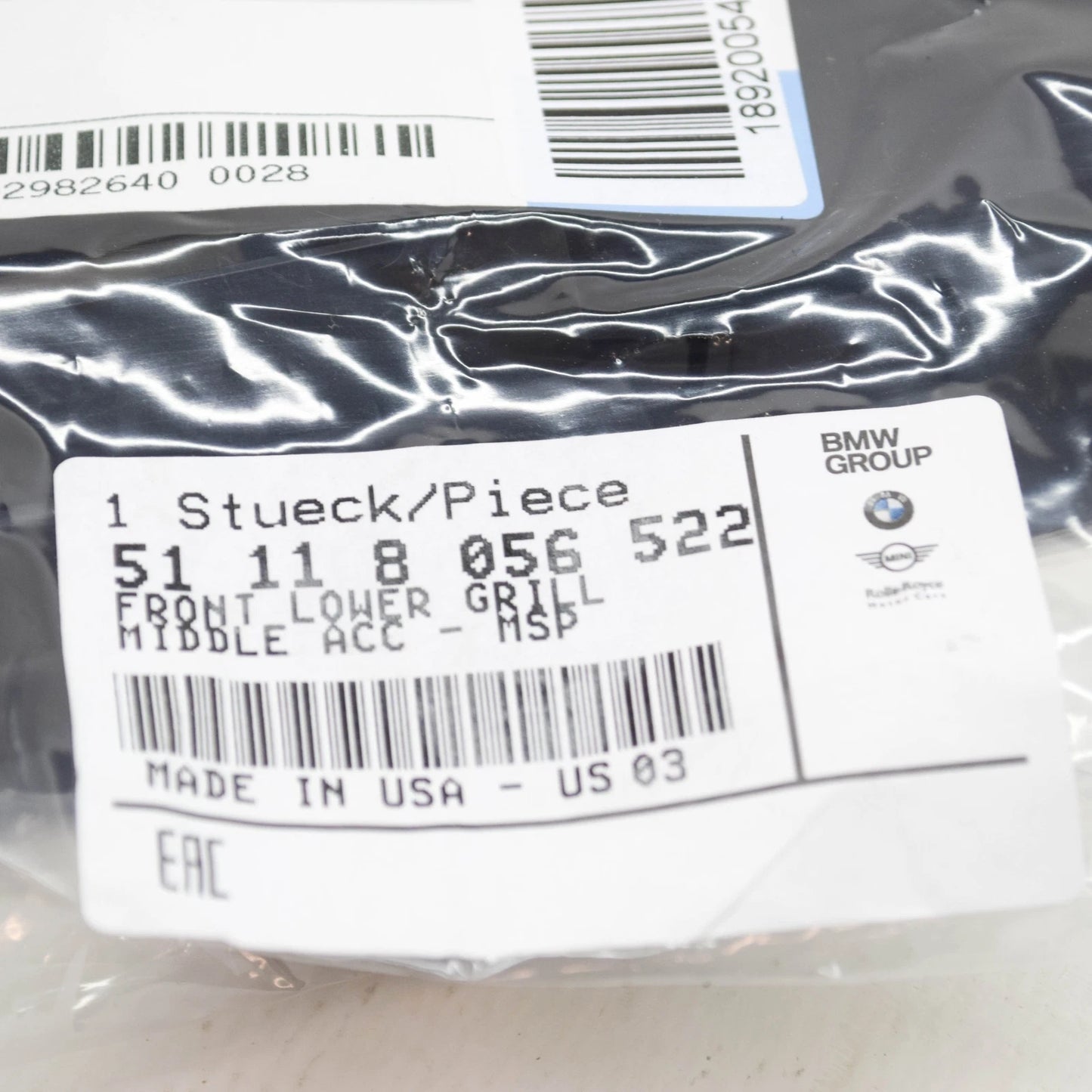 NEW BMW X6 F16 FRONT M BUMPER LOWER CENTER GRILLE 51118056522 2016 ORIGINAL