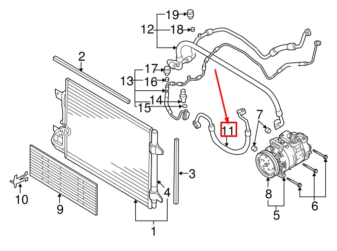 NEW AUDI A3 SPORTBACK 8P LOWER AIR CONDITIONING HOSE 1K0820721BH ORIGINAL