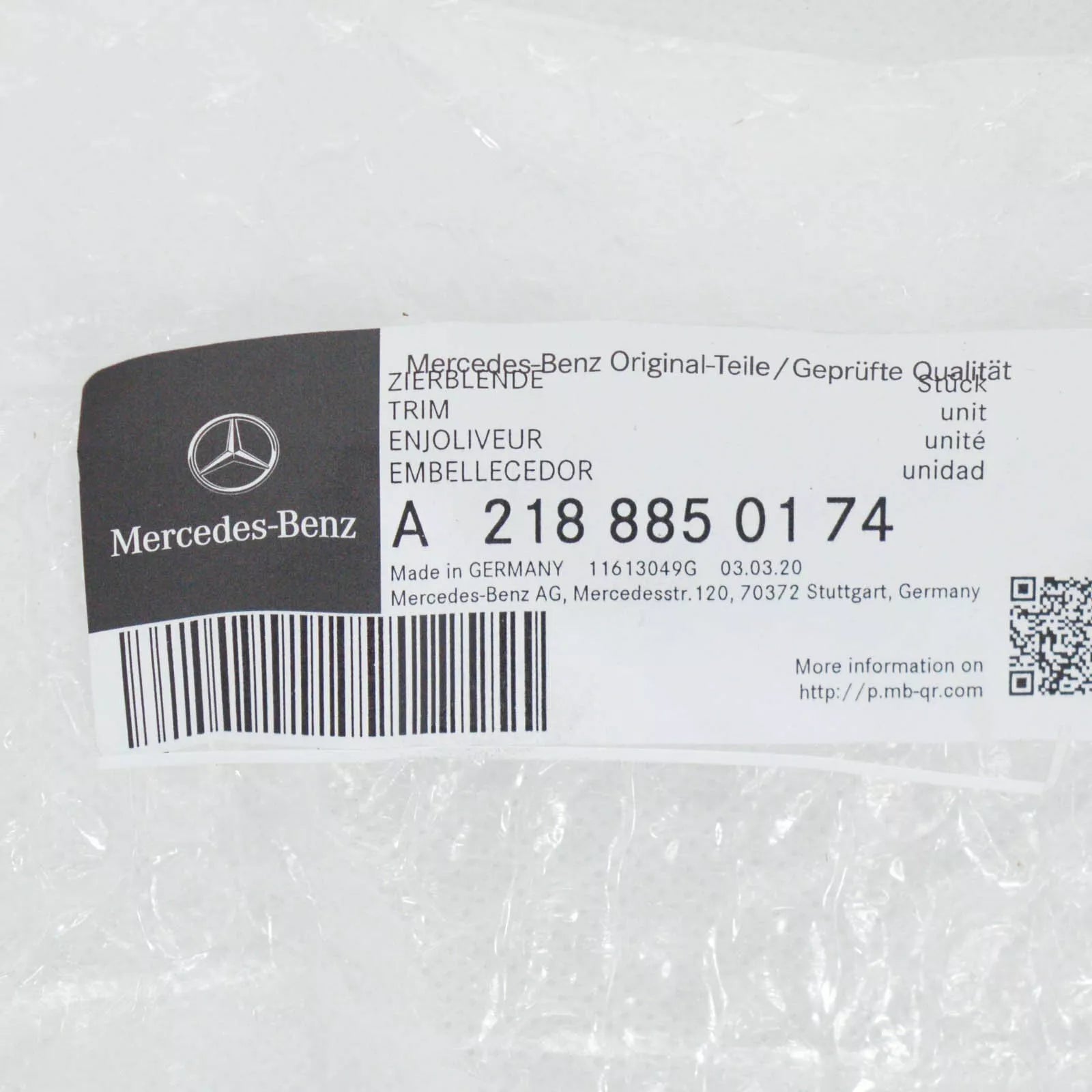 NEW MB CLS C218 FRONT BUMPER RADIATOR GRILLE TRIM A2188850174